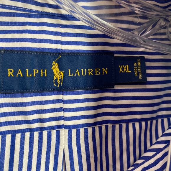 Ralph Lauren long sleeve button down striped shirt blue and white XXL - Picture 3 of 12
